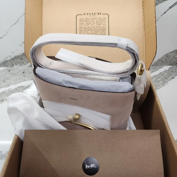 Coach Kisslock Bleecker Bucket Bag in Pink Nuage Suede NWT - Picture 2 of 14